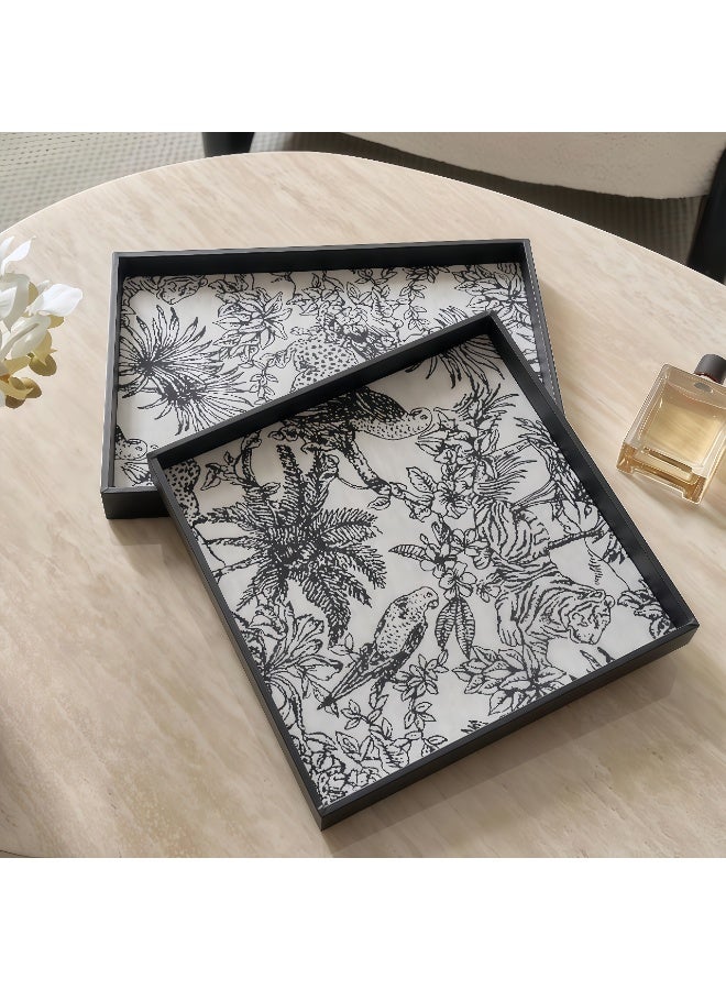 شو وو صينية زينة، صينية جلدية فاخرة خفيفة، صينية خشبية من الجلد والكتان، صينية عطور، صواني مجوهرات، صينية زينة، منظم سطح الطاولة، صينية تخزين للمنزل والشرفة، صواني تقديم، صينية تخزين للمنزل والشرفة، صينية زينة شموع العلاج العطري لغرفة المعيشة، مناسبة للحمامات، غرف تغيير الملابس، المنزل، غرفة المعيشة، الفندق، الحمام، غرفة النوم، المكتب (مستطيل، 37.5 × 26 × 3.5 سم) - Image 3